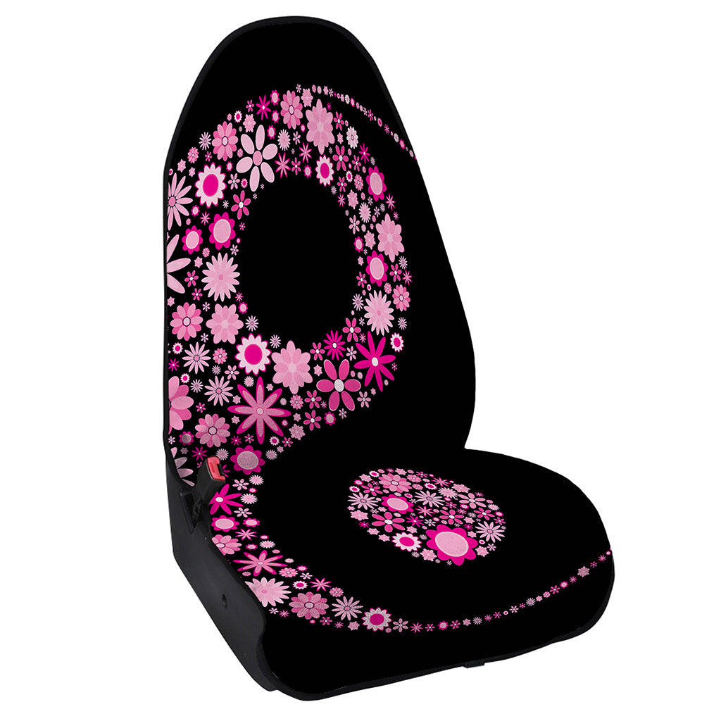 Pink Flowers Yin Yang Print Waterproof Car Seat Cover