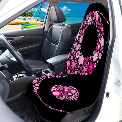 Pink Flowers Yin Yang Print Waterproof Car Seat Cover