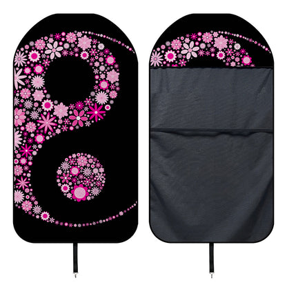 Pink Flowers Yin Yang Print Waterproof Car Seat Cover