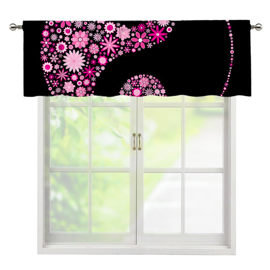 Pink Flowers Yin Yang Print Window Valance