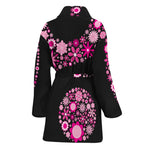 Pink Flowers Yin Yang Print Women's Bathrobe