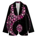 Pink Flowers Yin Yang Print Women's Cotton Blazer
