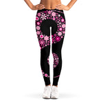 Pink Flowers Yin Yang Print Women's Leggings