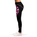 Pink Flowers Yin Yang Print Women's Leggings