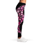 Pink Flowers Yin Yang Print Women's Leggings