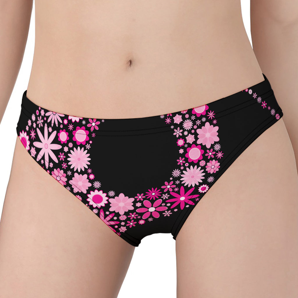 Pink Flowers Yin Yang Print Women's Panties