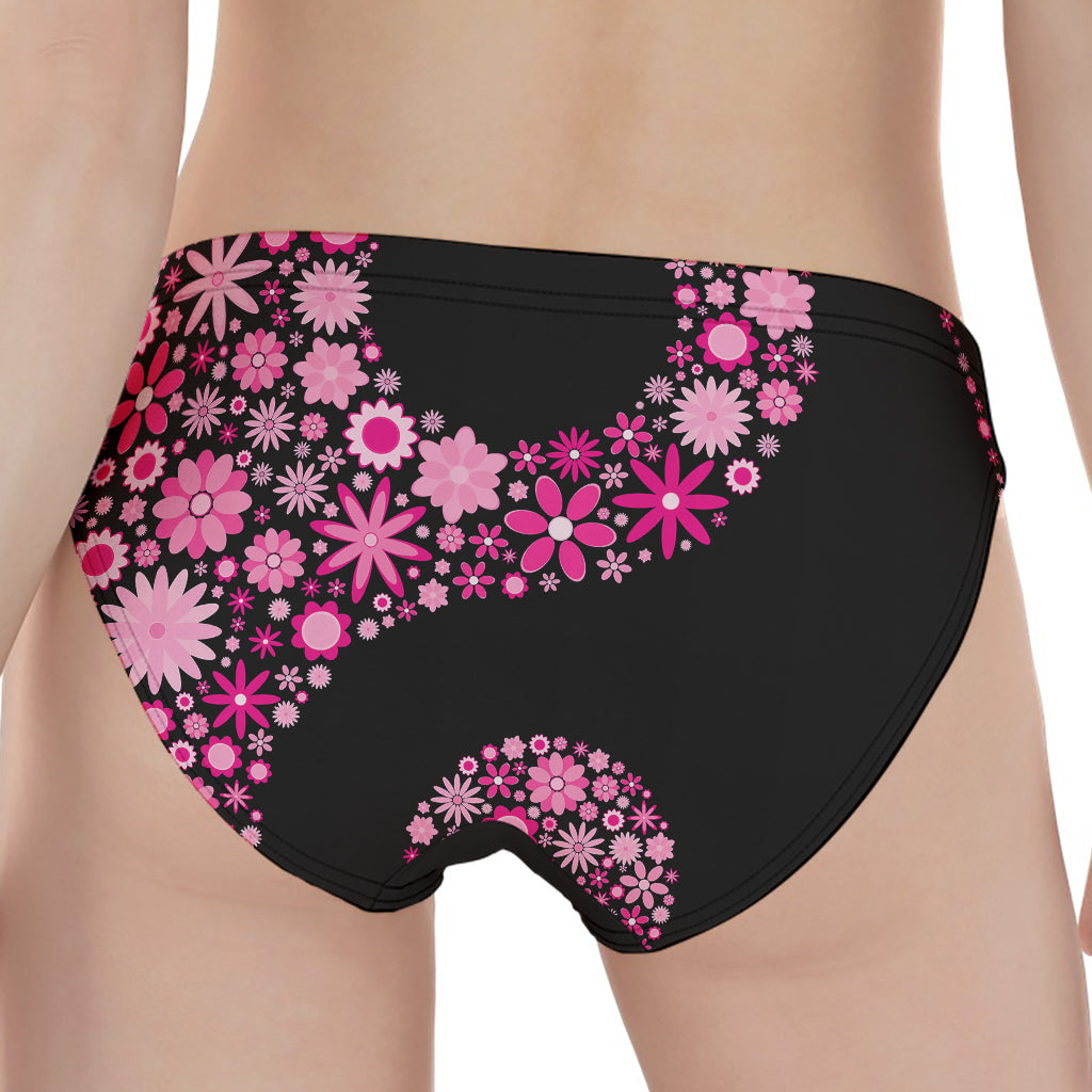 Pink Flowers Yin Yang Print Women's Panties