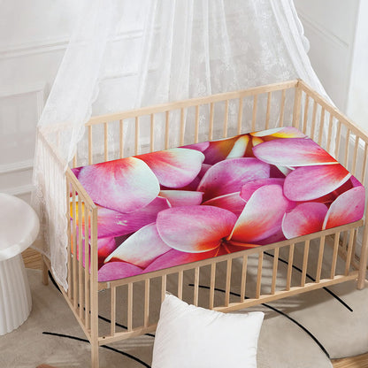Pink Frangipani Flower Print Baby Crib Sheet