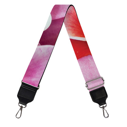 Pink Frangipani Flower Print Bag Strap