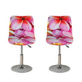 Pink Frangipani Flower Print Bar Stool Covers