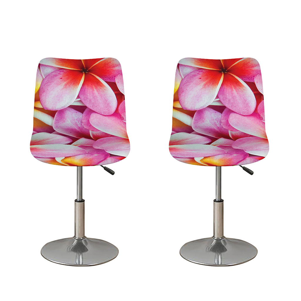 Pink Frangipani Flower Print Bar Stool Covers