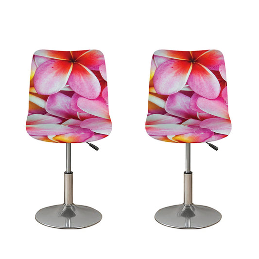 Pink Frangipani Flower Print Bar Stool Covers