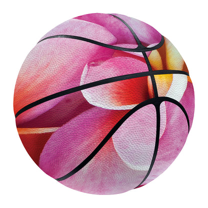 Pink Frangipani Flower Print Basketball