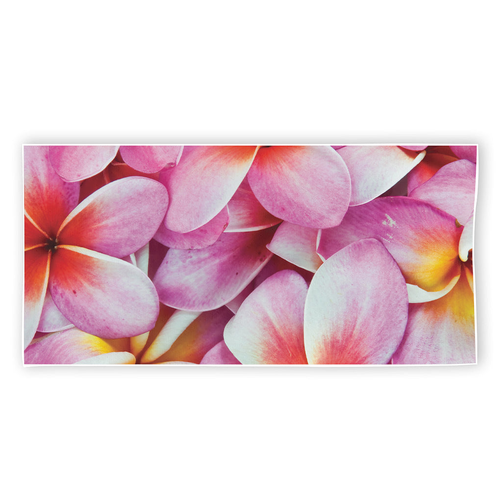 Pink Frangipani Flower Print Beach Towel