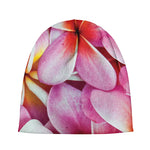 Pink Frangipani Flower Print Beanie