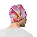 Pink Frangipani Flower Print Beanie