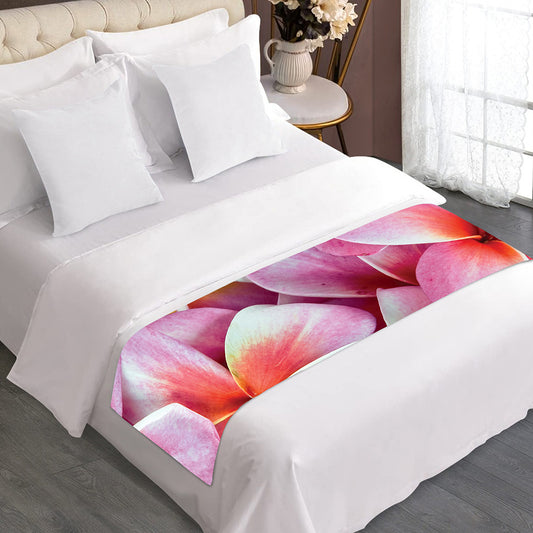 Pink Frangipani Flower Print Bed Runner