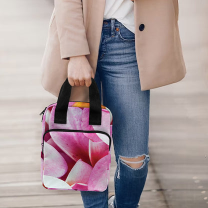 Pink Frangipani Flower Print Bible Tote Bag