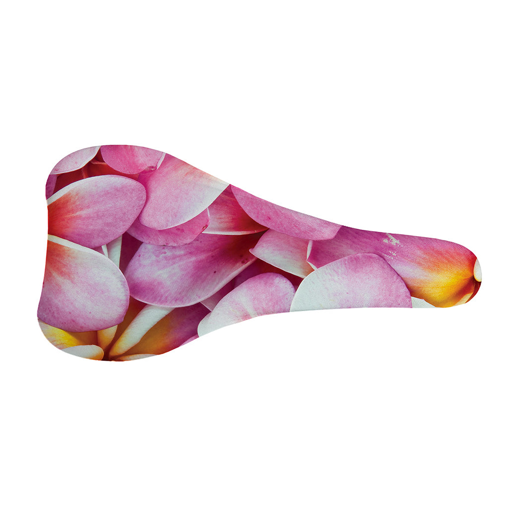 Pink Frangipani Flower Print Bicycle Seat Cover