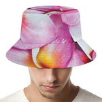 Pink Frangipani Flower Print Bucket Hat