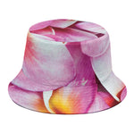 Pink Frangipani Flower Print Bucket Hat