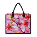Pink Frangipani Flower Print Canvas Tote Bag