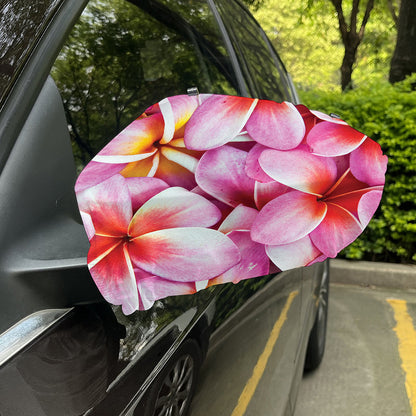 Pink Frangipani Flower Print Car Side Mirror Covers