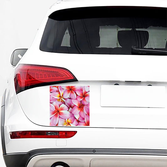 Pink Frangipani Flower Print Car Sticker
