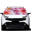 Pink Frangipani Flower Print Car Windshield Snow Cover