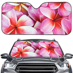 Pink Frangipani Flower Print Car Windshield Sun Shade