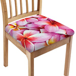 Pink Frangipani Flower Print Chair Cushion Cover