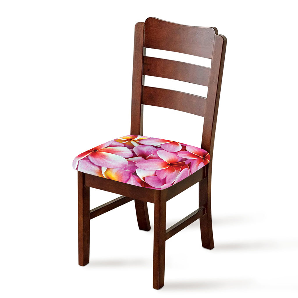 Pink Frangipani Flower Print Chair Cushion Cover