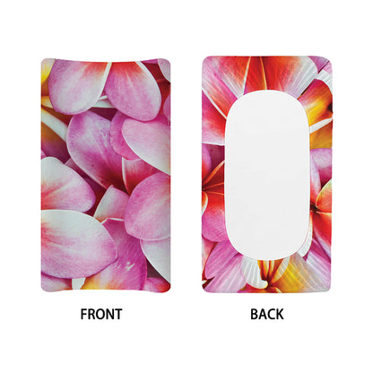 Pink Frangipani Flower Print Changing Pad Cover