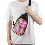 Pink Frangipani Flower Print Chest Bag