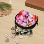 Pink Frangipani Flower Print Coin Purse
