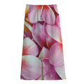Pink Frangipani Flower Print Cotton Front Slit Maxi Skirt