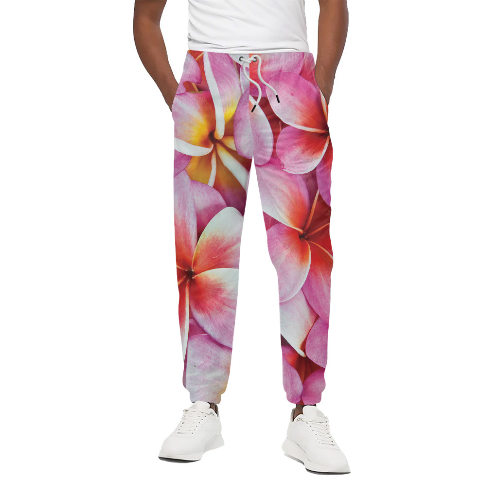 Pink Frangipani Flower Print Cotton Pants