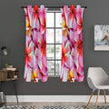 Pink Frangipani Flower Print Grommet Curtain Panels