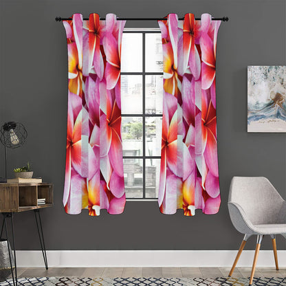 Pink Frangipani Flower Print Curtain