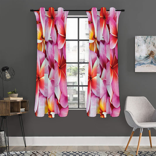 Pink Frangipani Flower Print Curtain