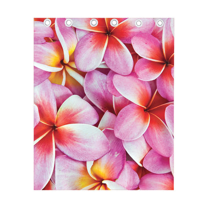 Pink Frangipani Flower Print Curtain