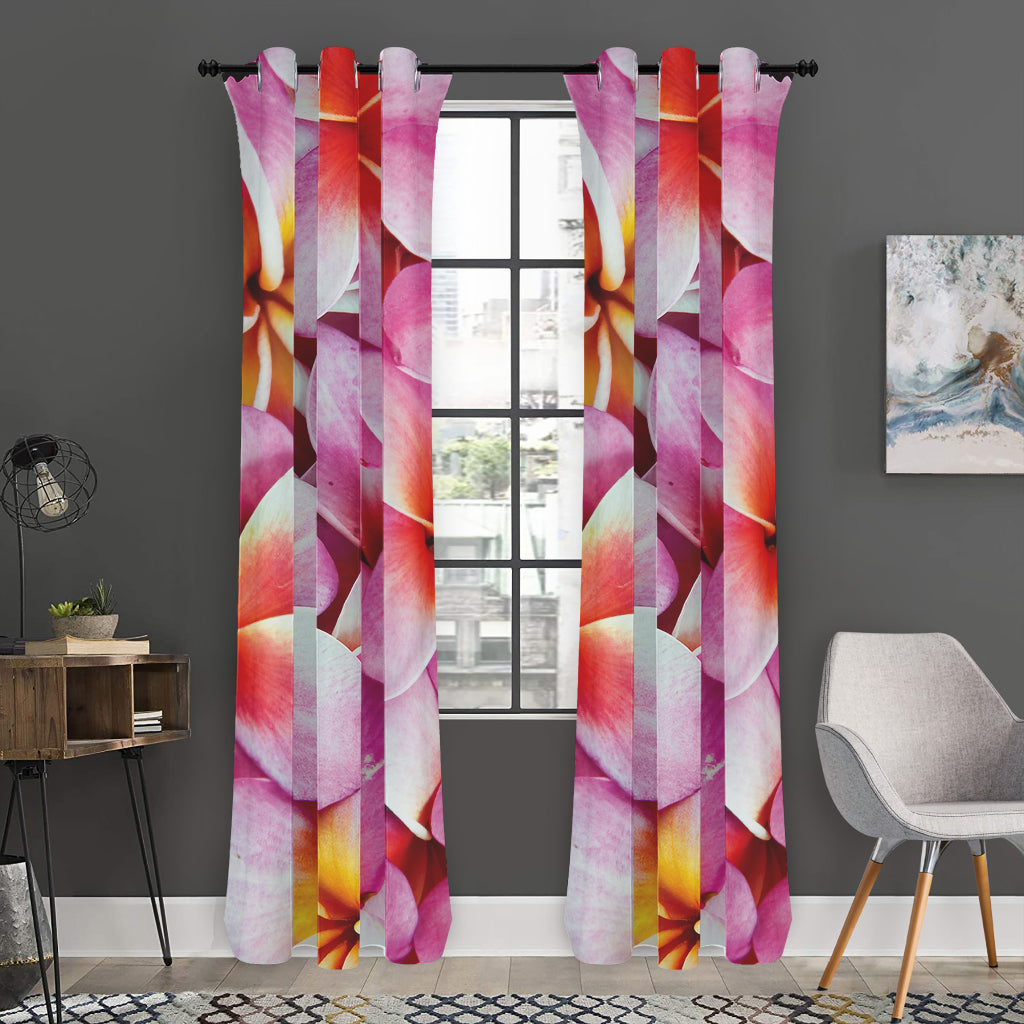 Pink Frangipani Flower Print Curtain