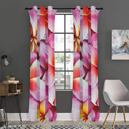 Pink Frangipani Flower Print Curtain