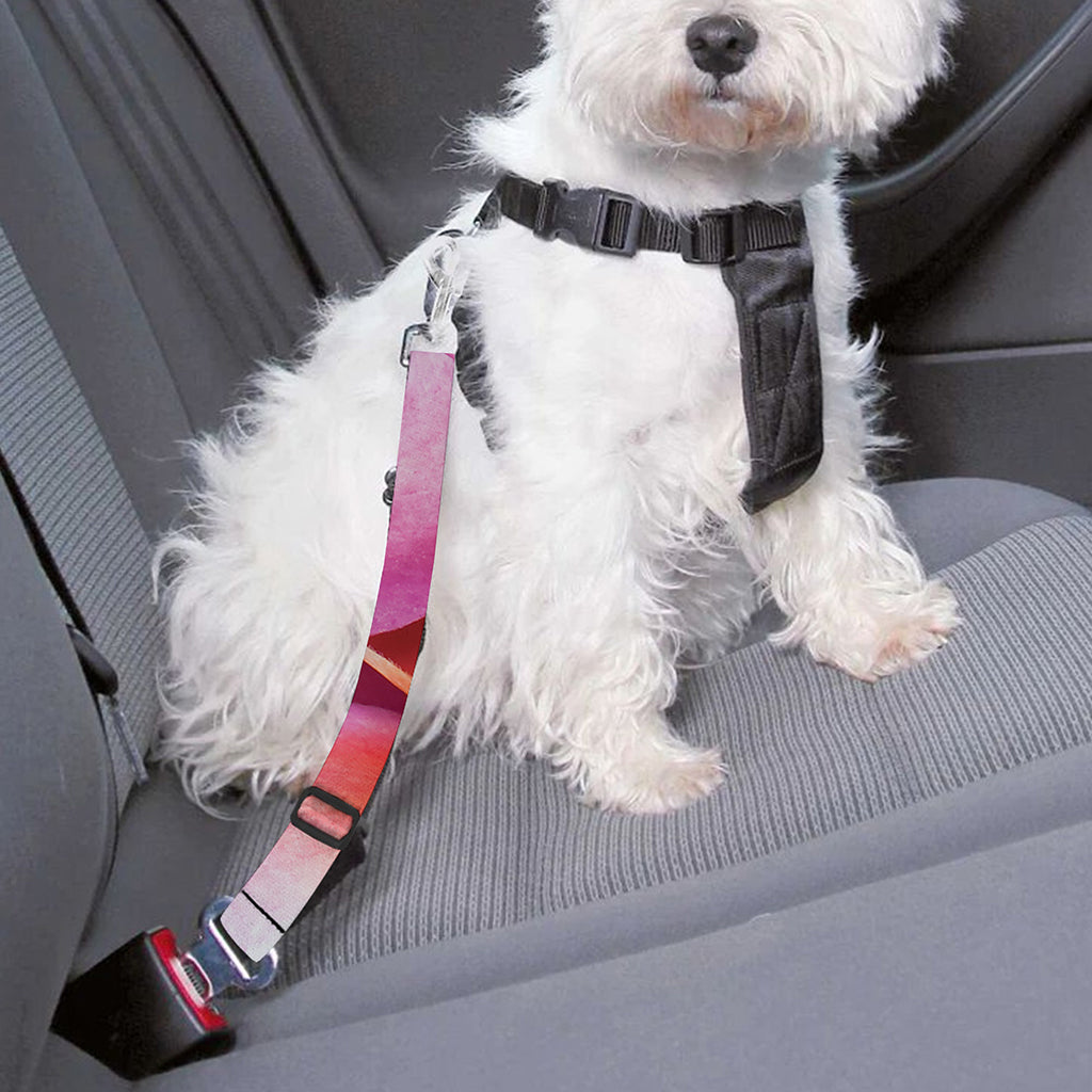 Pink Frangipani Flower Print Dog Seat Belt