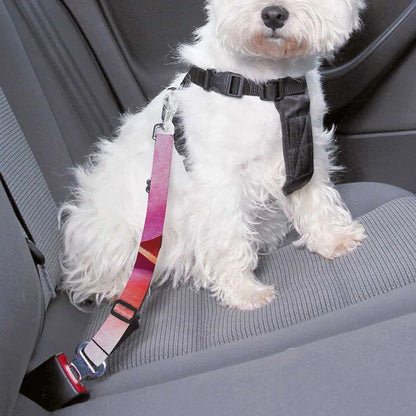 Pink Frangipani Flower Print Dog Seat Belt
