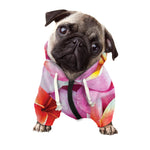 Pink Frangipani Flower Print Dog Zip Up Hoodie