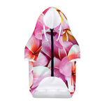 Pink Frangipani Flower Print Dog Zip Up Hoodie