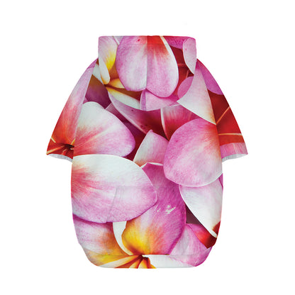 Pink Frangipani Flower Print Dog Zip Up Hoodie