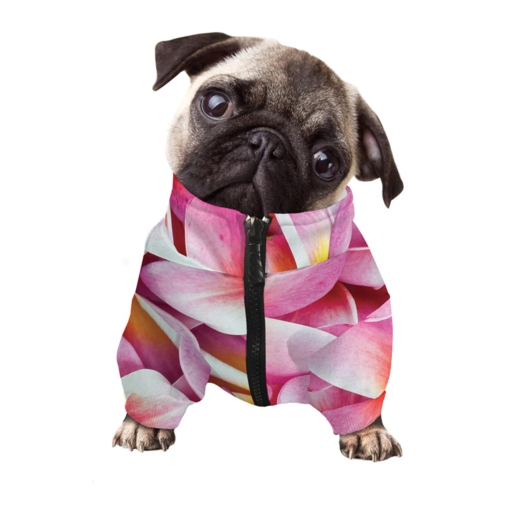 Pink Frangipani Flower Print Dog Zip Up Jacket