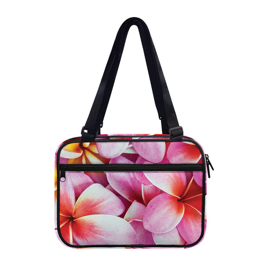 Pink Frangipani Flower Print Double Strap Bible Bag